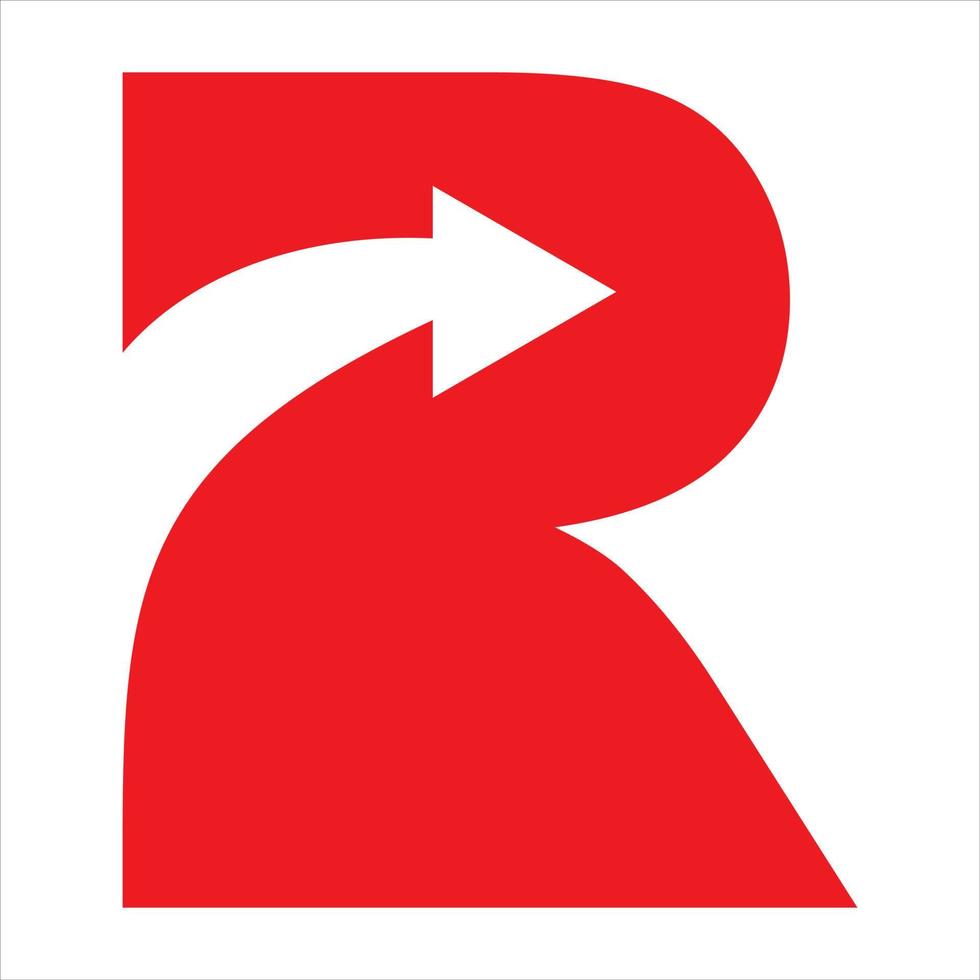 diseño de logotipo de flecha roja letra r vector