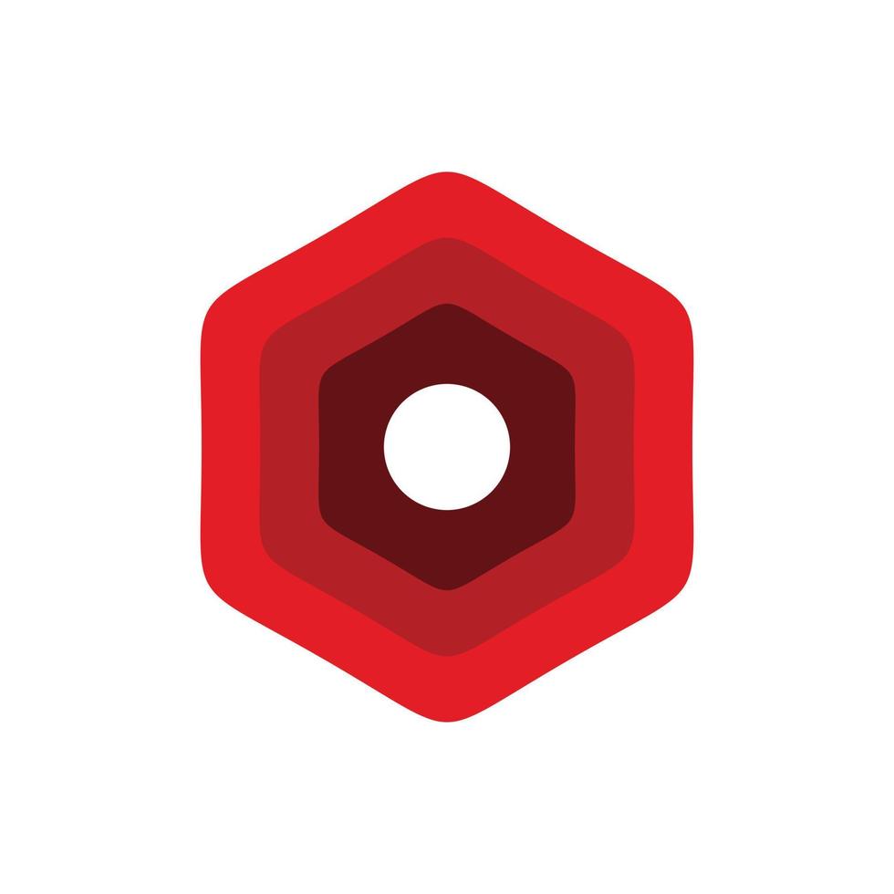 red hexagon hollow logo design vector