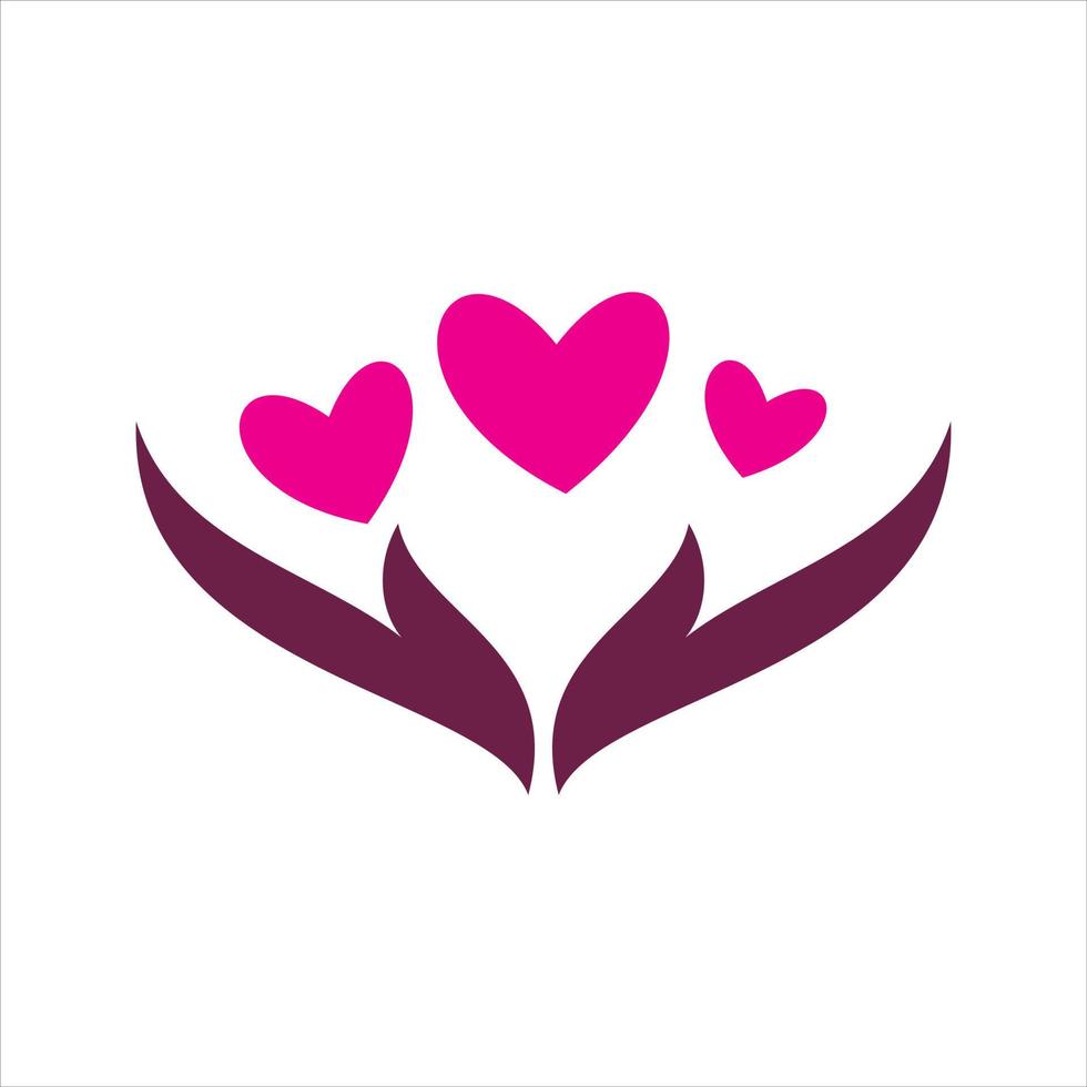 love hearth hand logo design vector