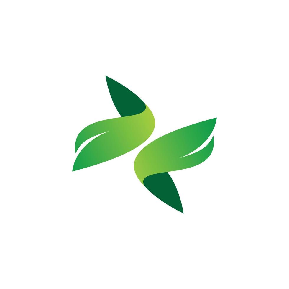 green nature leaf arrow logo design vector