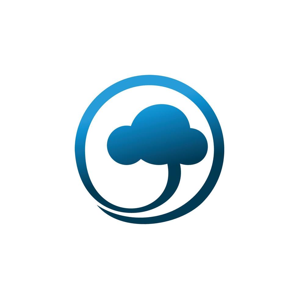 blue circle cloud brain logo design vector