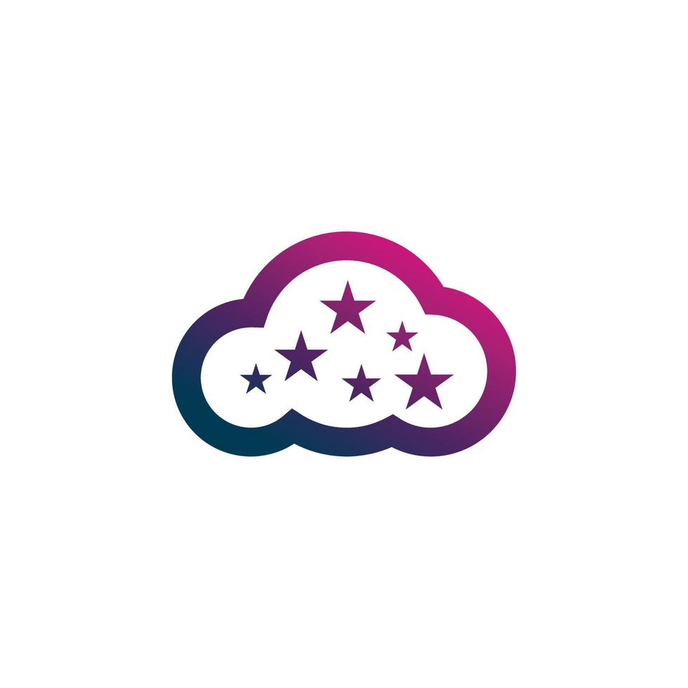 cloud color star logo design vector