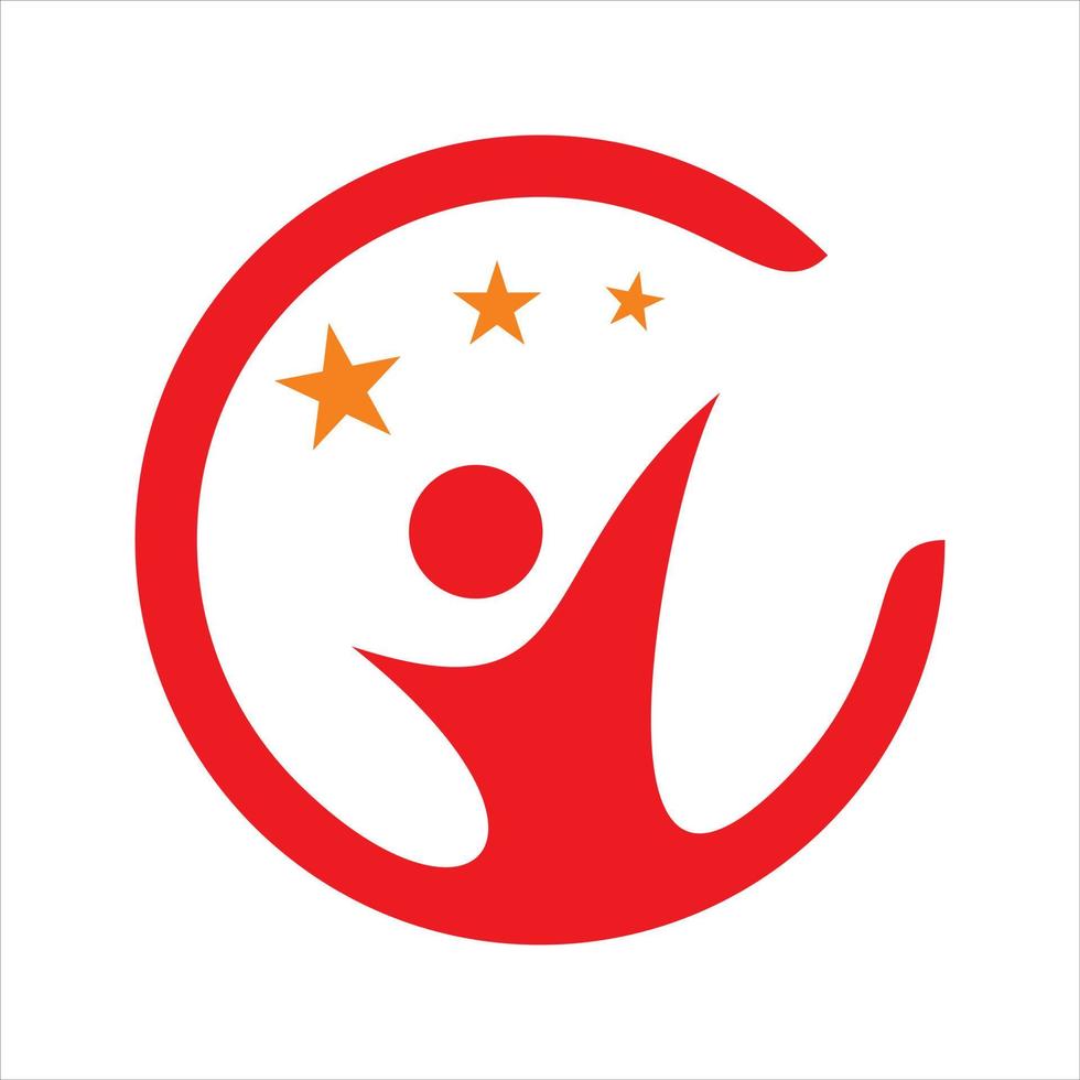 diseño de logotipo de estrella de personas de círculo vector