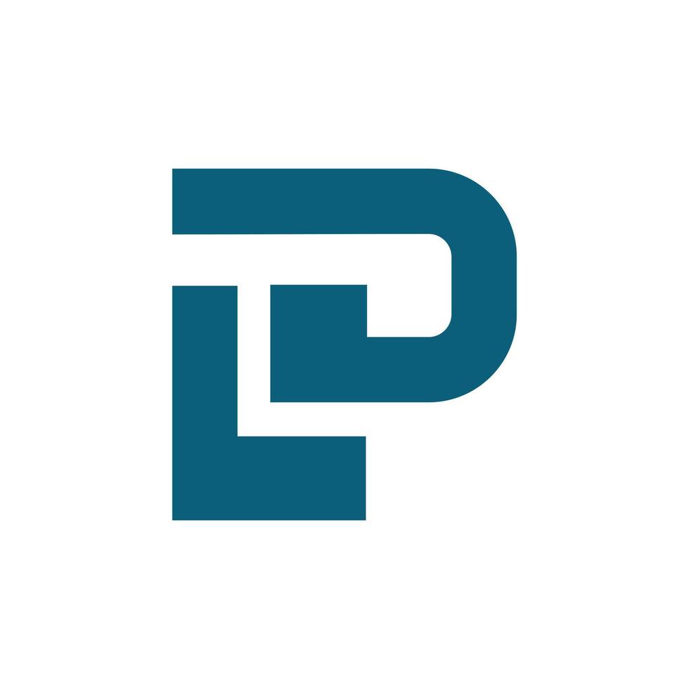 blue square initial p letter logo design vector