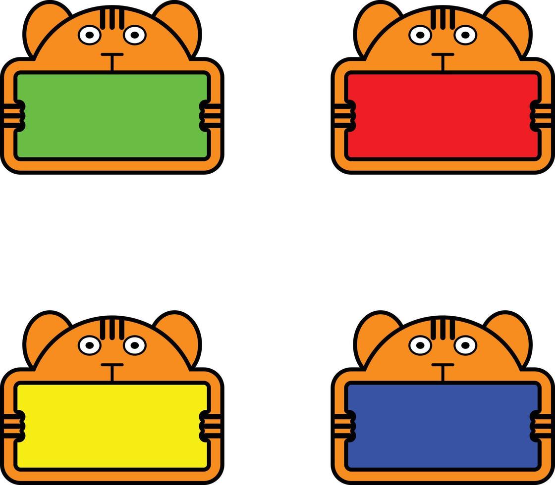 cute tiger animal board color bundle set vector illustration design