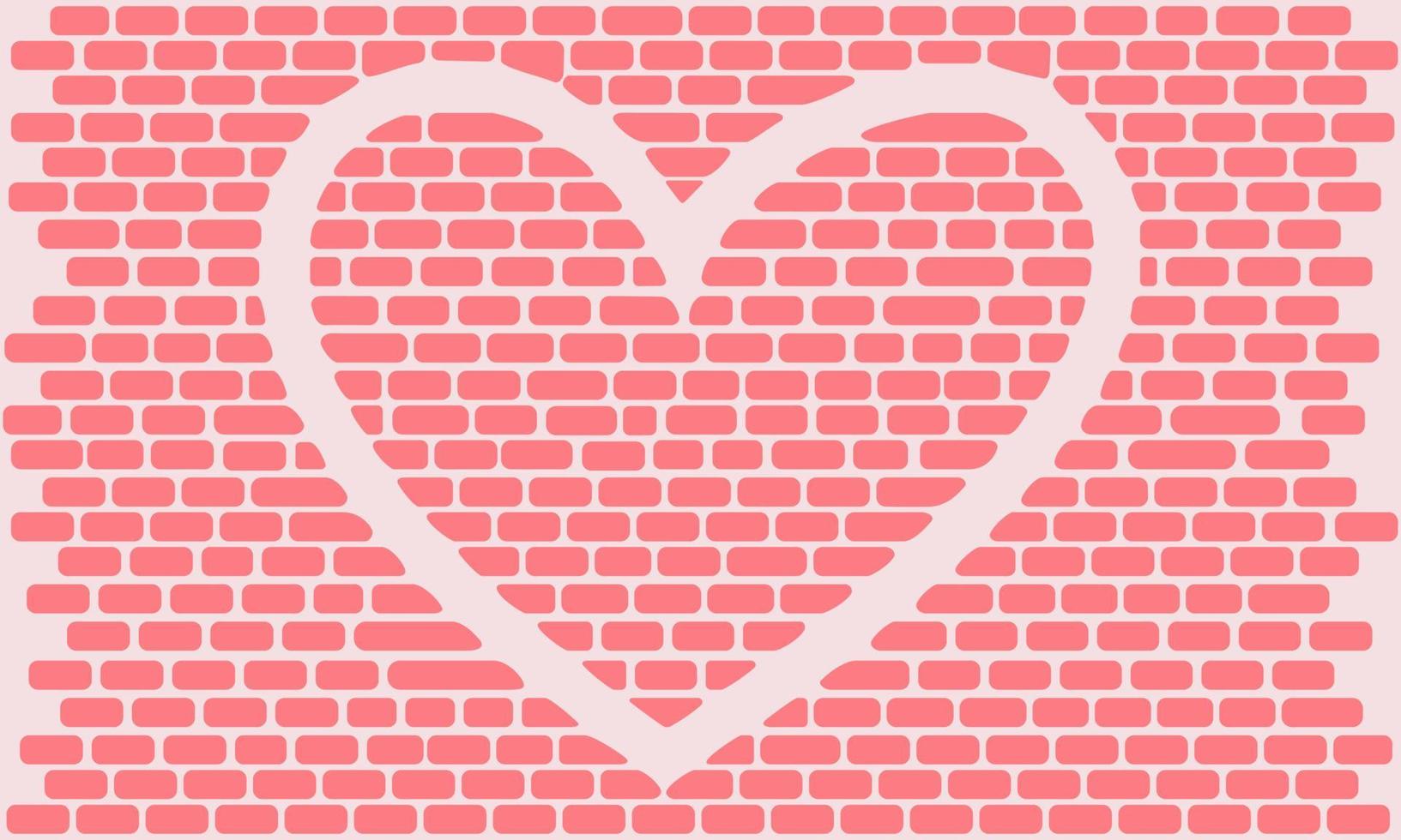 ilustración de fondo con corazón de vector por pared de ladrillo para decoración