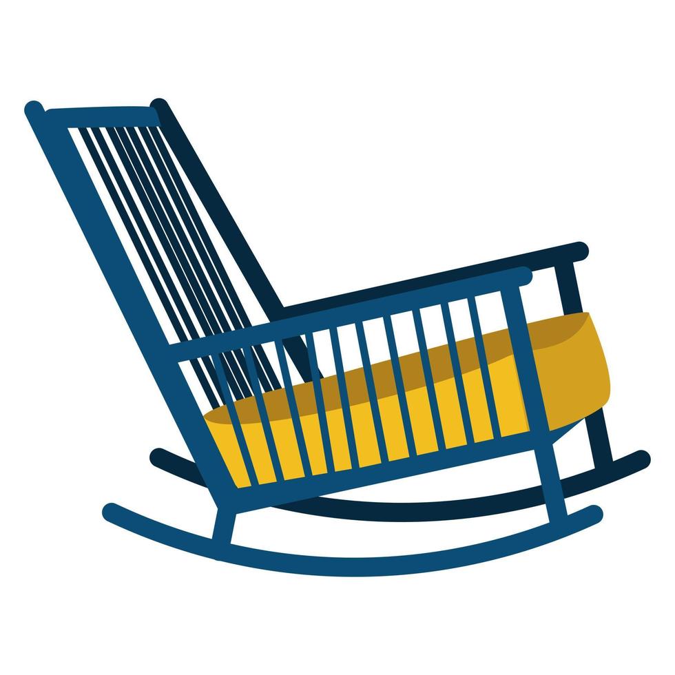 Blue rocking chair with a soft pillow for relaxing in a cozy home vector