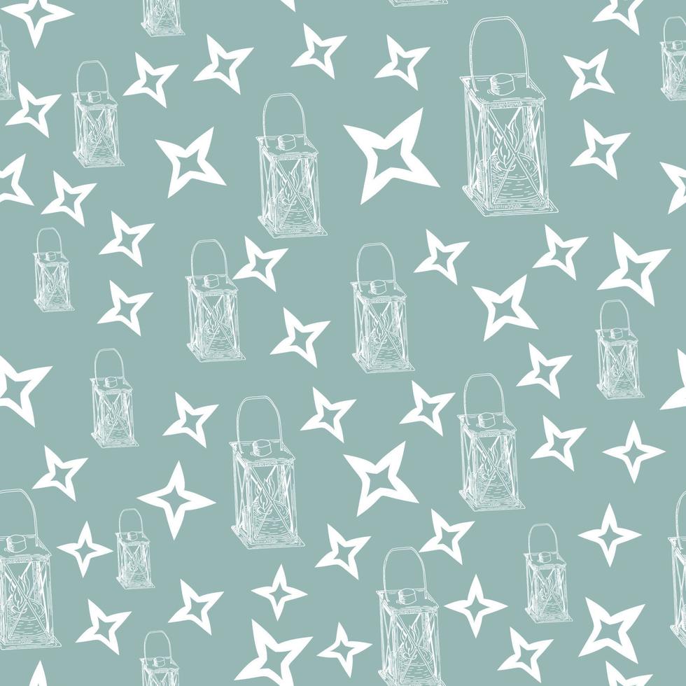 Pattern for fabrics with vintage kerosene lamps or lamps on colored background vector