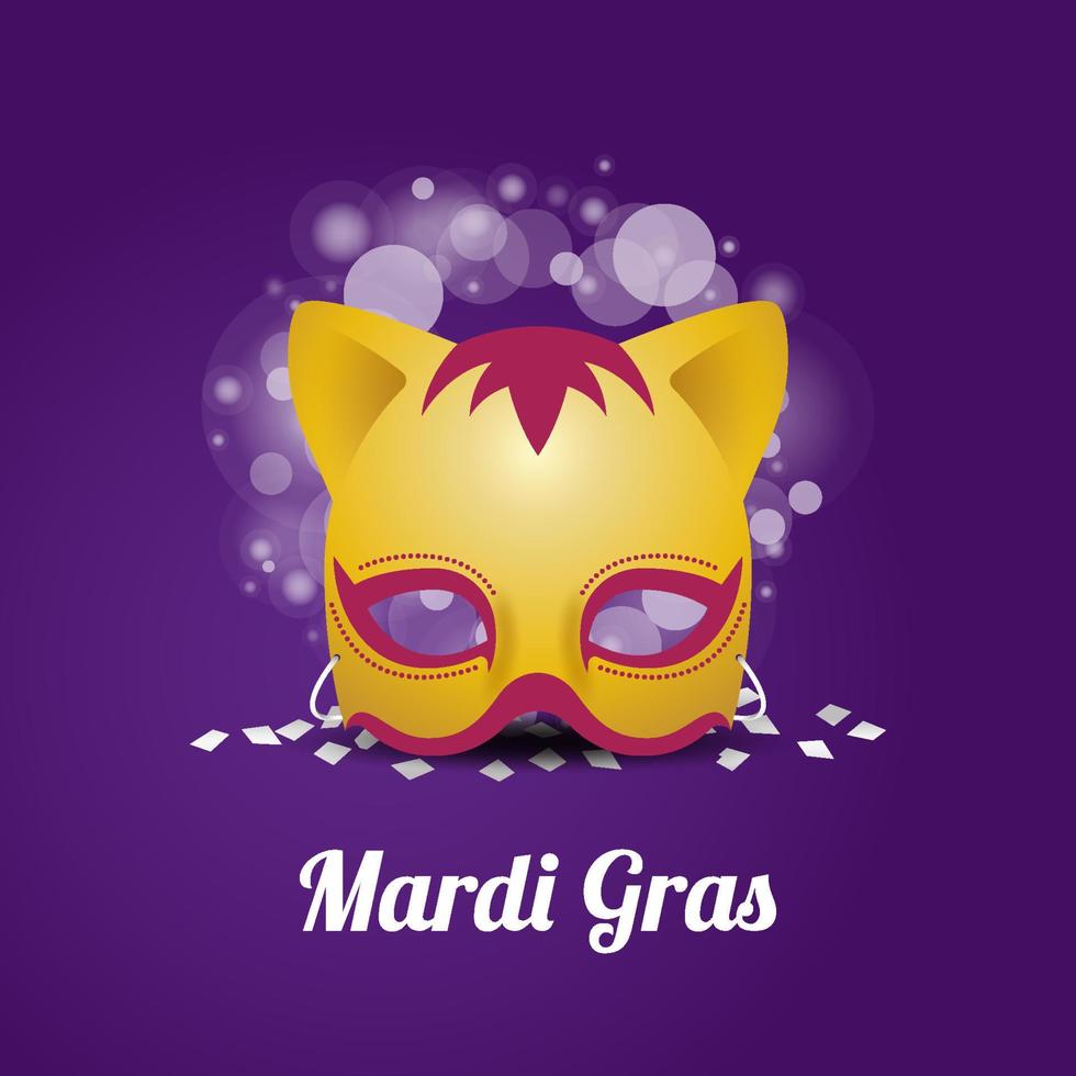 tarjeta de felicitación festiva de fondo de mardi gras. celebración de carnaval con decoración de máscaras. vector