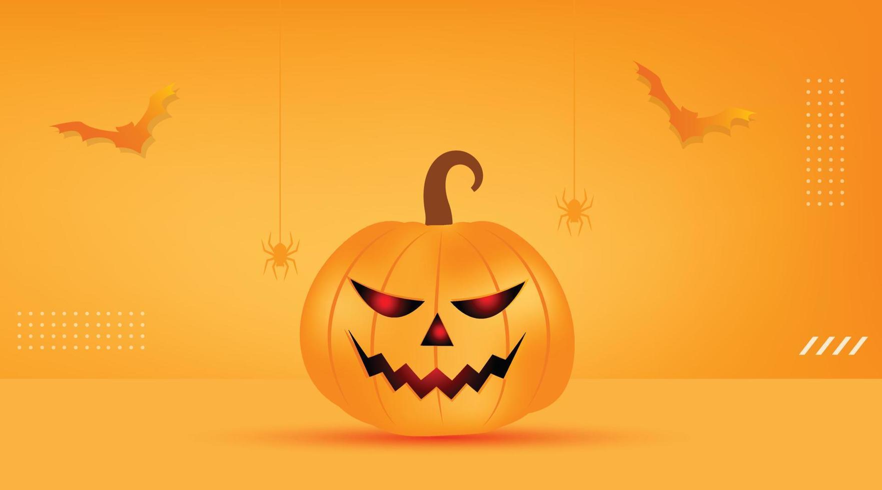 3D Halloween Background with Jack O Lantern pumpkin free vector illustration