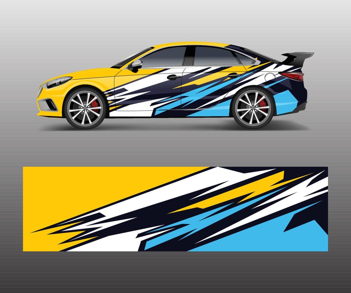 diseño de envoltura para auto deportivo personalizado. Calcomanía de envoltura de autos de carreras deportivas y diseño de calcomanías. vector