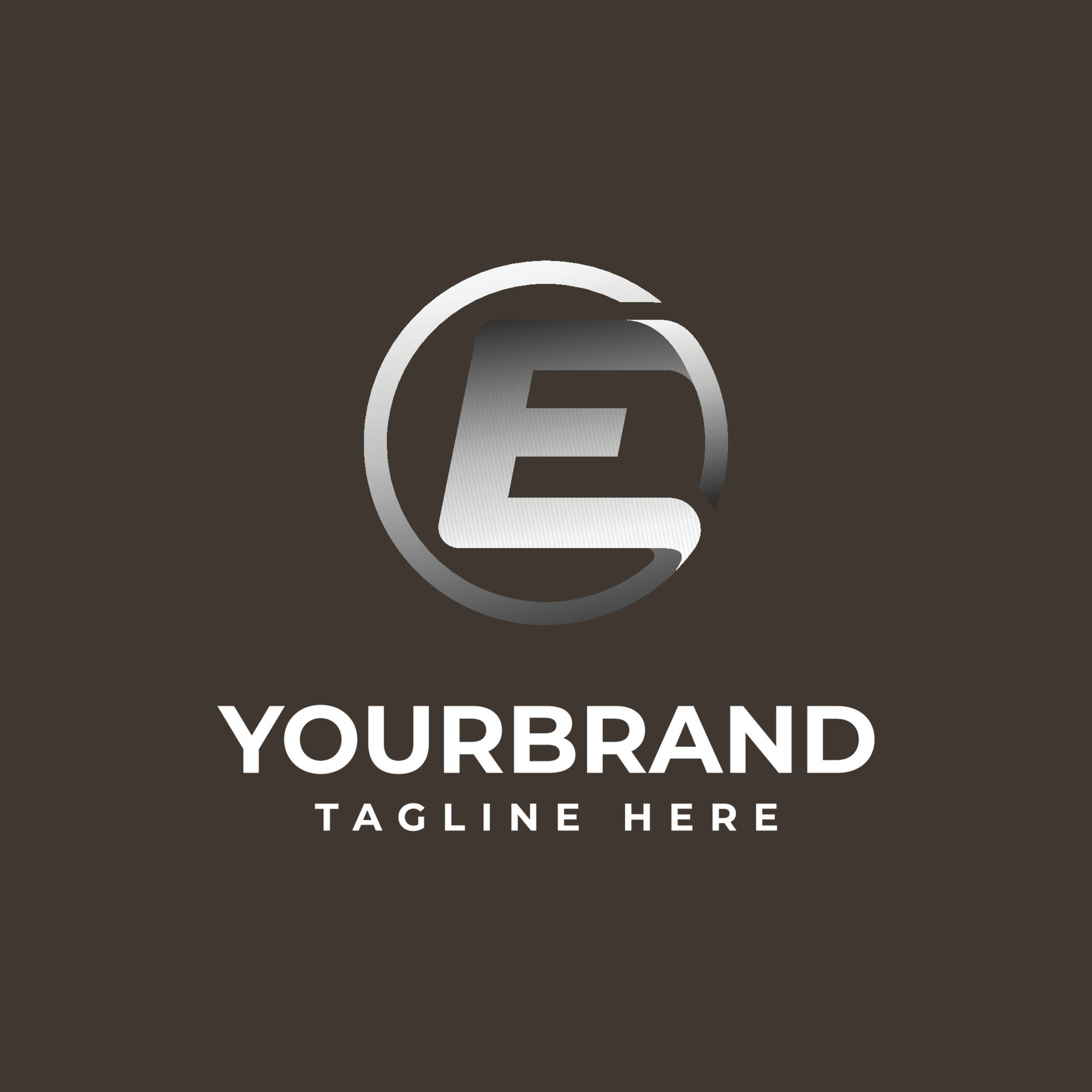 letter e circle logo elegant silver chrome black background with vector