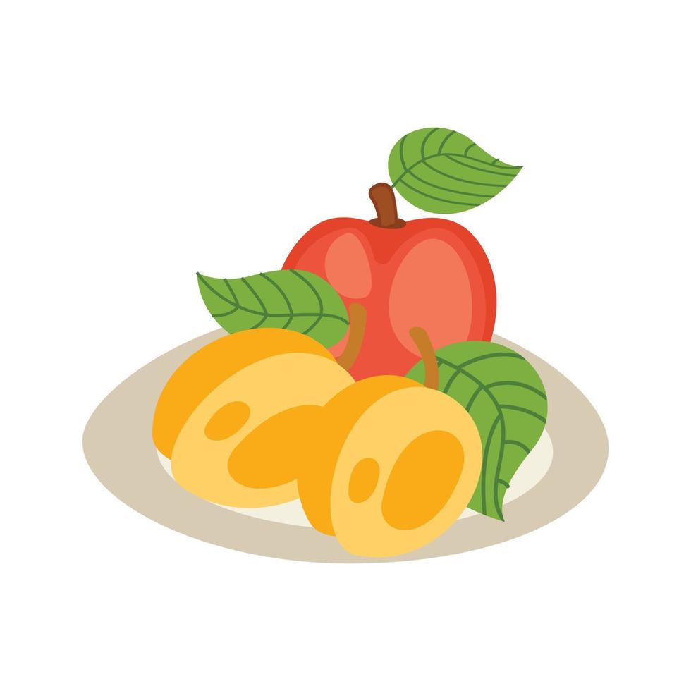 On a white background, a fresh persimmon is isolated. vector