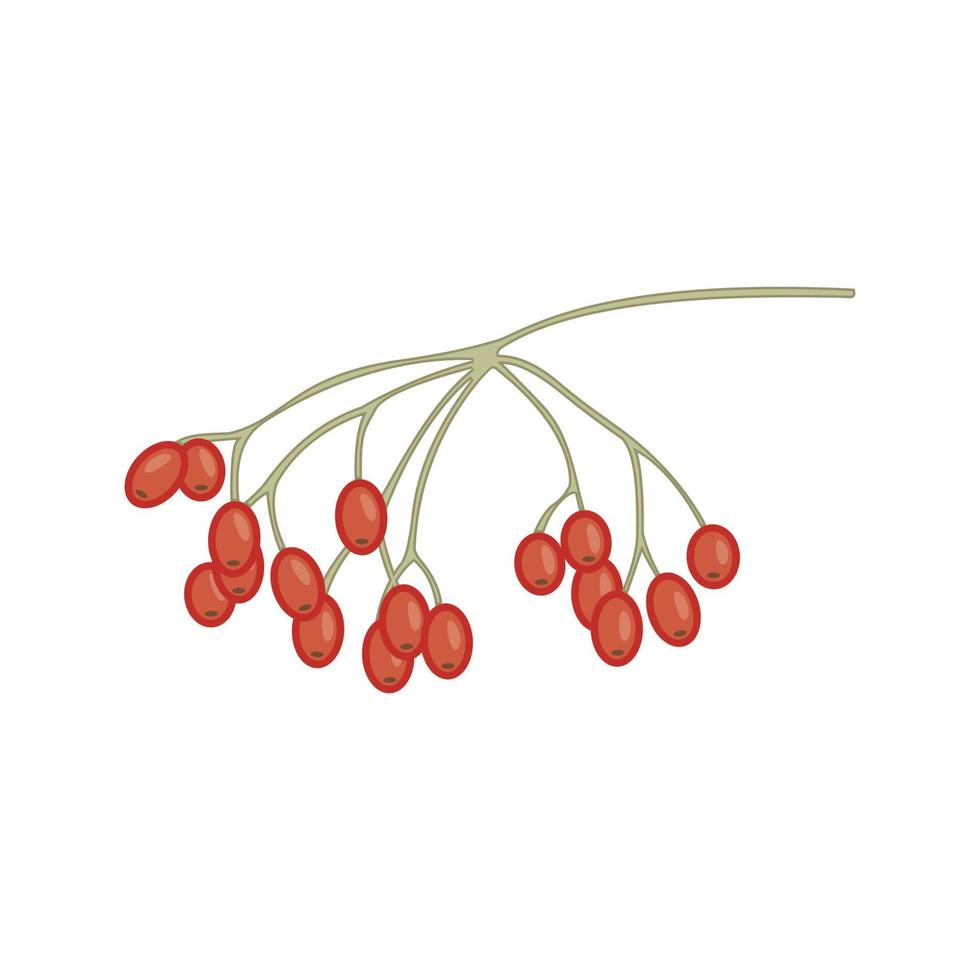 elemento de diseño de otoño baya roja en tronco de rama de árbol vector