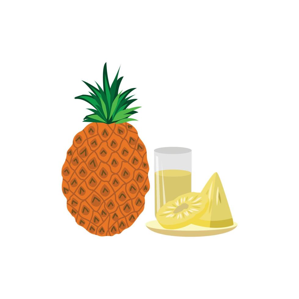 la piña y el jugo de piña se representan en esta ilustración. vector