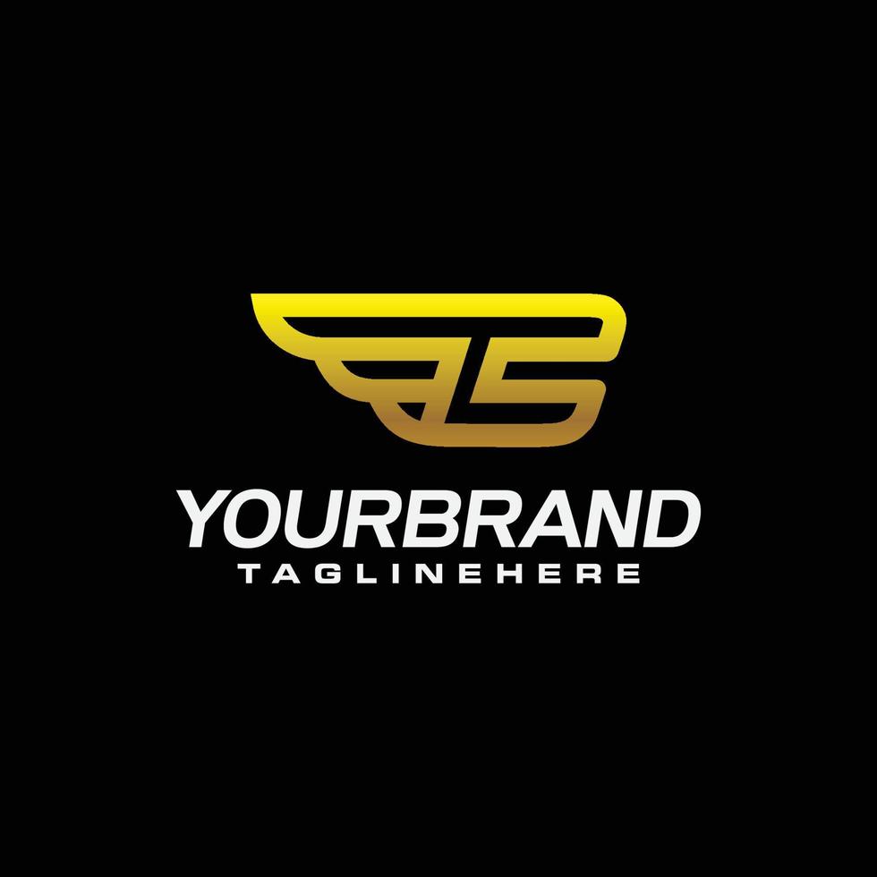 icono del logotipo de la letra c del alfabeto con alas doradas, diseño elegante para empresas y negocios. adecuado para logotipo con estilo vector