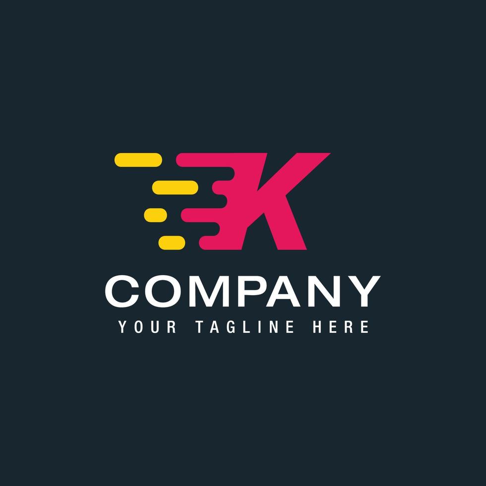 Letter K with Delivery service logo, Fast Speed, Moving and Quick, Digital and Technology for your Corporate identity vector