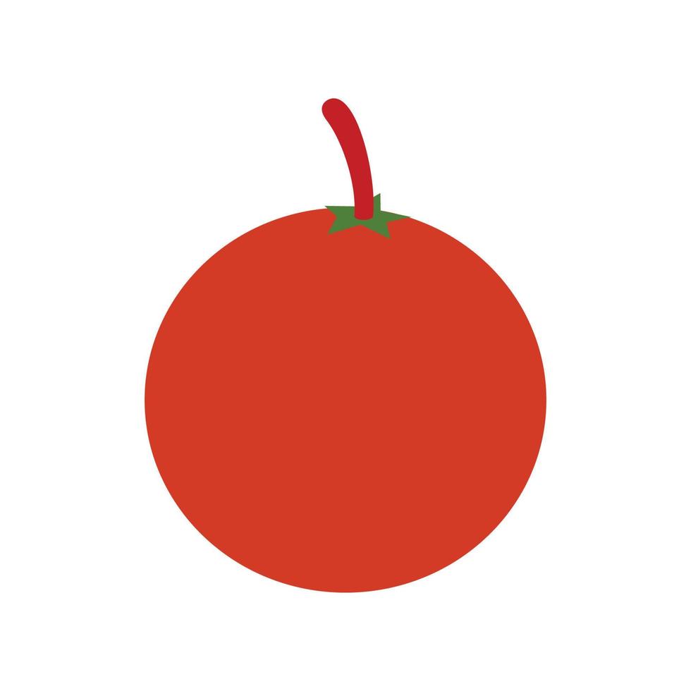 Tomato with leaves icon, vector image of a red vegetable, flat design illustration