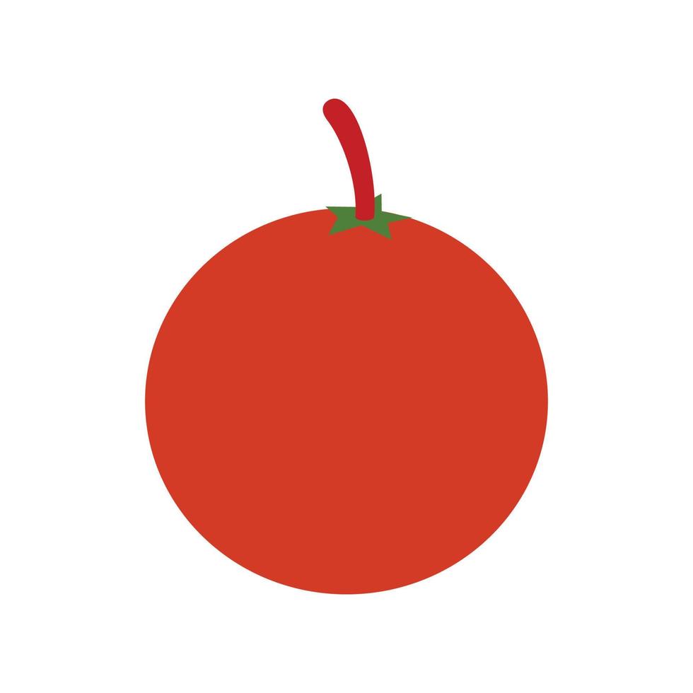 tomate con icono de hojas, imagen vectorial de un vegetal rojo, ilustración de diseño plano vector