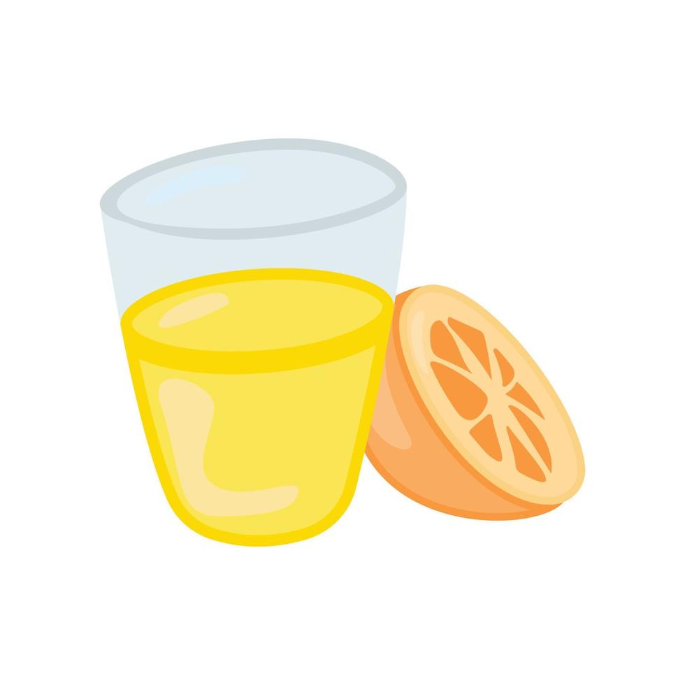 ilustración de diseño plano de un vaso de jugo de naranja y una rodaja de naranja. vector