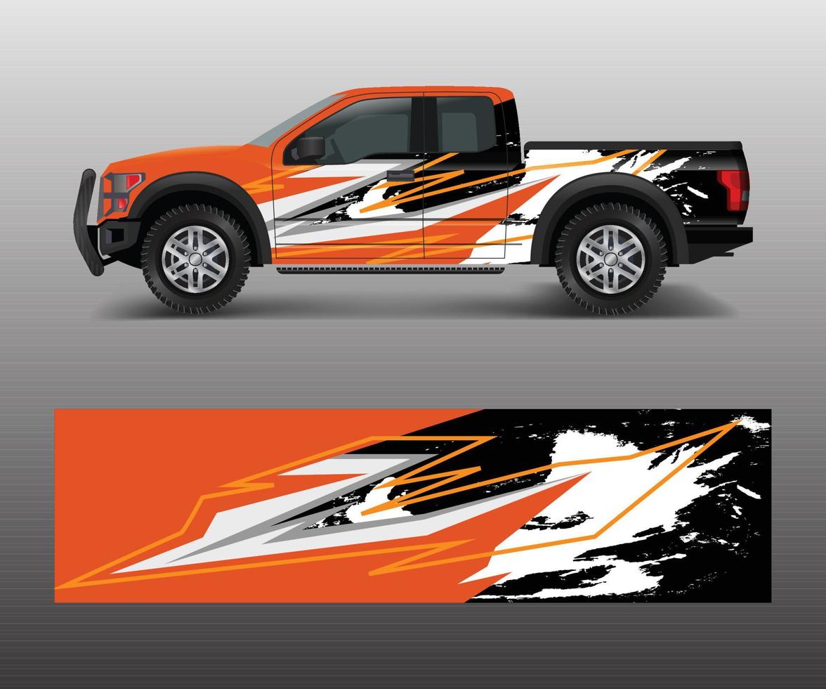 Truck and car graphic background wrap and vinyl sticker design vector