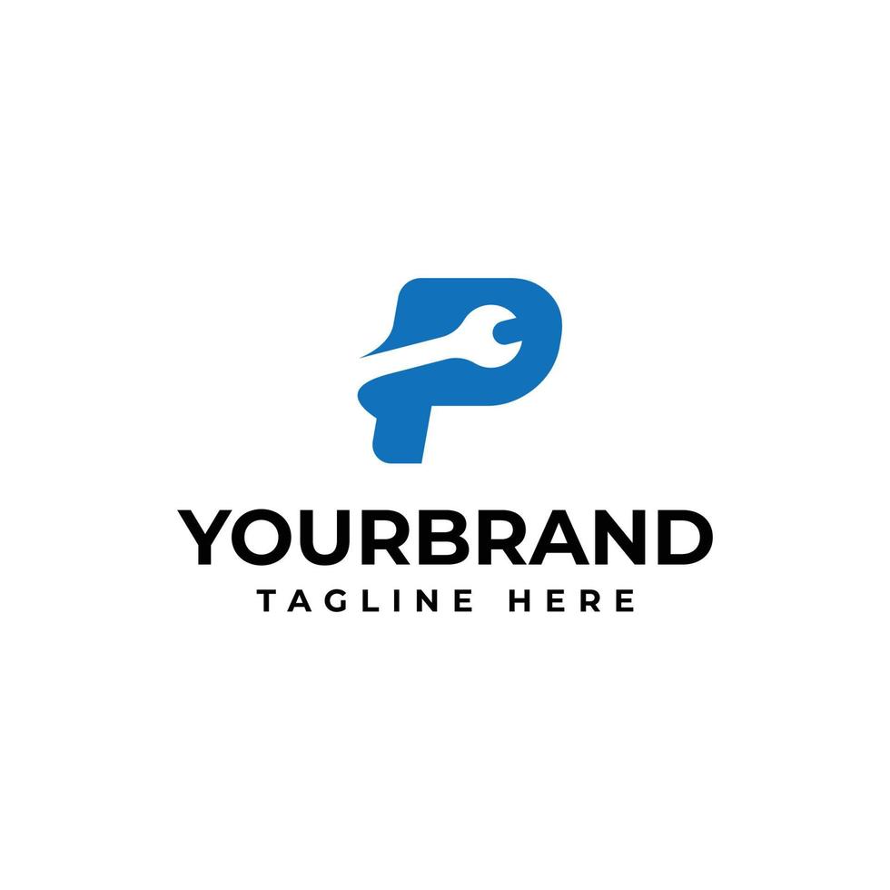 Letter P logo with wrench for your company vector