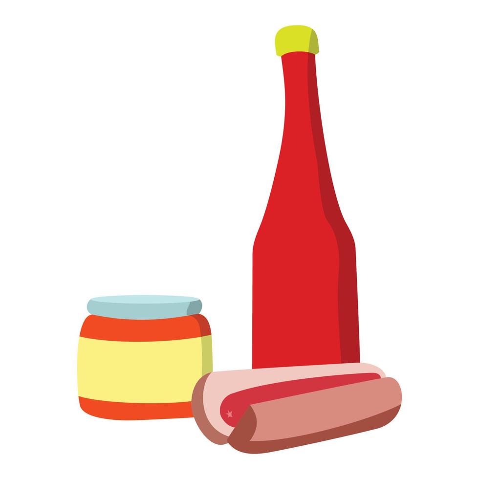 Botellas de salsa y vasos de mermelada ilustración vectorial vector