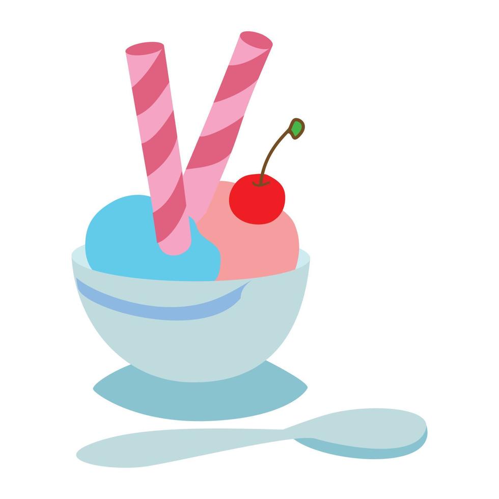 summer fruit ice cream dessert vector illustration