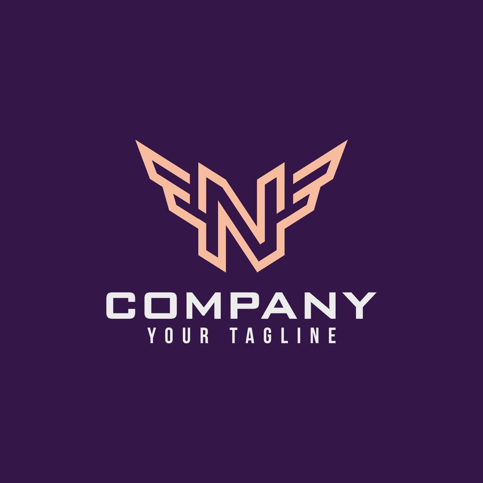 Luxury logo of the letter N and wings. simple N elements and wings Vector illustration logo design template