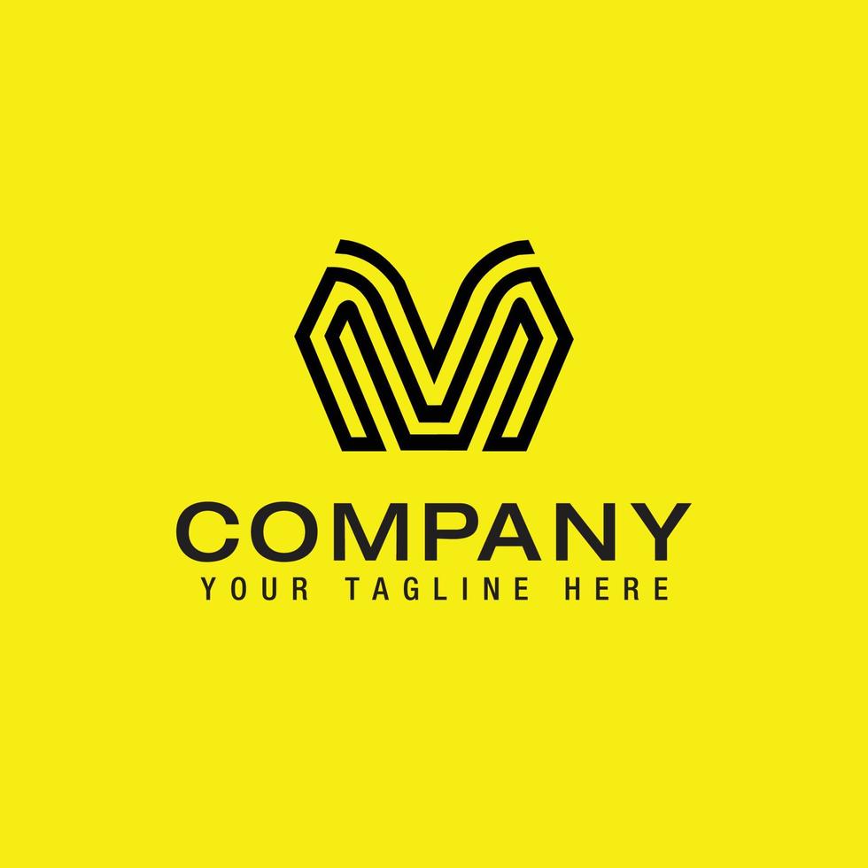 Initial letter VM monogram Logo Line Design Template Vector