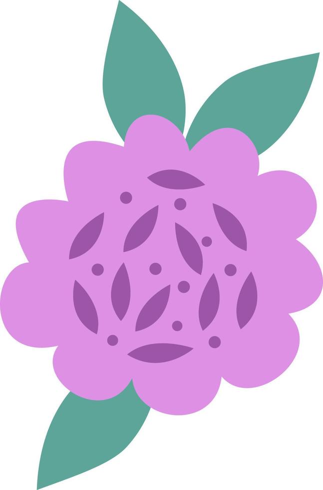 Illustration of a purple flower on a white background. Vector flower in cartoon style.Vector illustration for greetings, weddings, flower design.