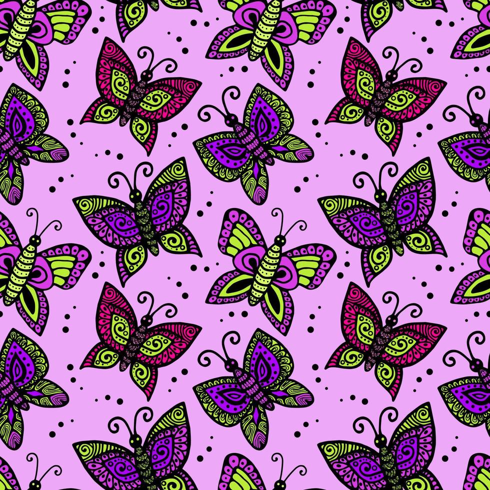 Seamless pattern of beautiful butterflies, abstract repeating pattern.Ideal for holiday invitations, for drawing, children's creativity, for paper, fabric, textiles, gift wrapping, advertising. vector