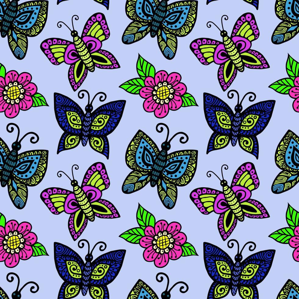 Seamless pattern of beautiful butterflies, abstract repeating pattern.Ideal for holiday invitations, drawing, children's creativity, paper, fabric, textiles, gift wrapping, advertising, postcards. vector