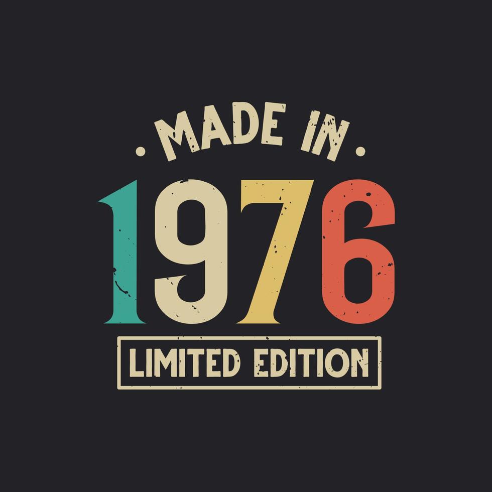 Vintage 1976 birthday, Made in 1976 Limited Edition vector