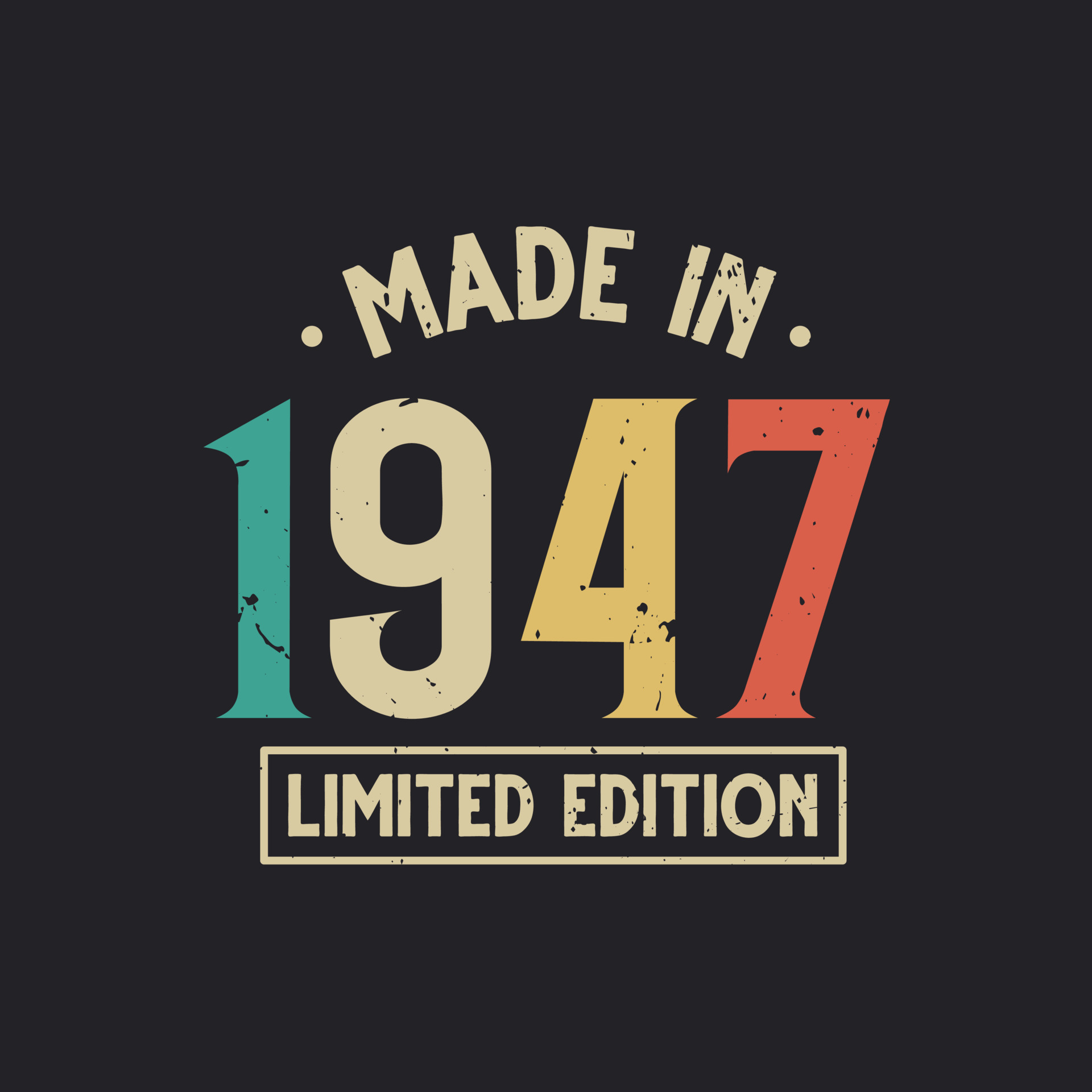 Vintage 1947 birthday Made in 1947 Limited Edition 11151902 Vector Art