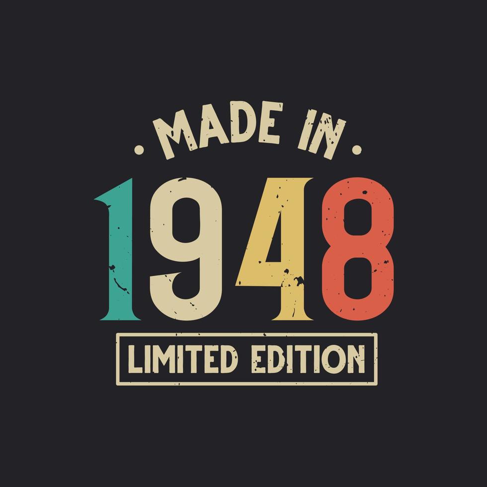 Vintage 1948 birthday, Made in 1948 Limited Edition 11152055 Vector Art ...