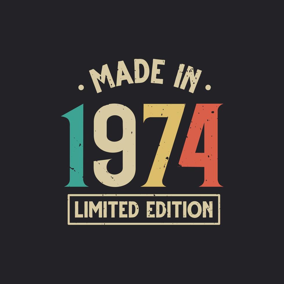 Vintage 1974 birthday, Made in 1974 Limited Edition vector