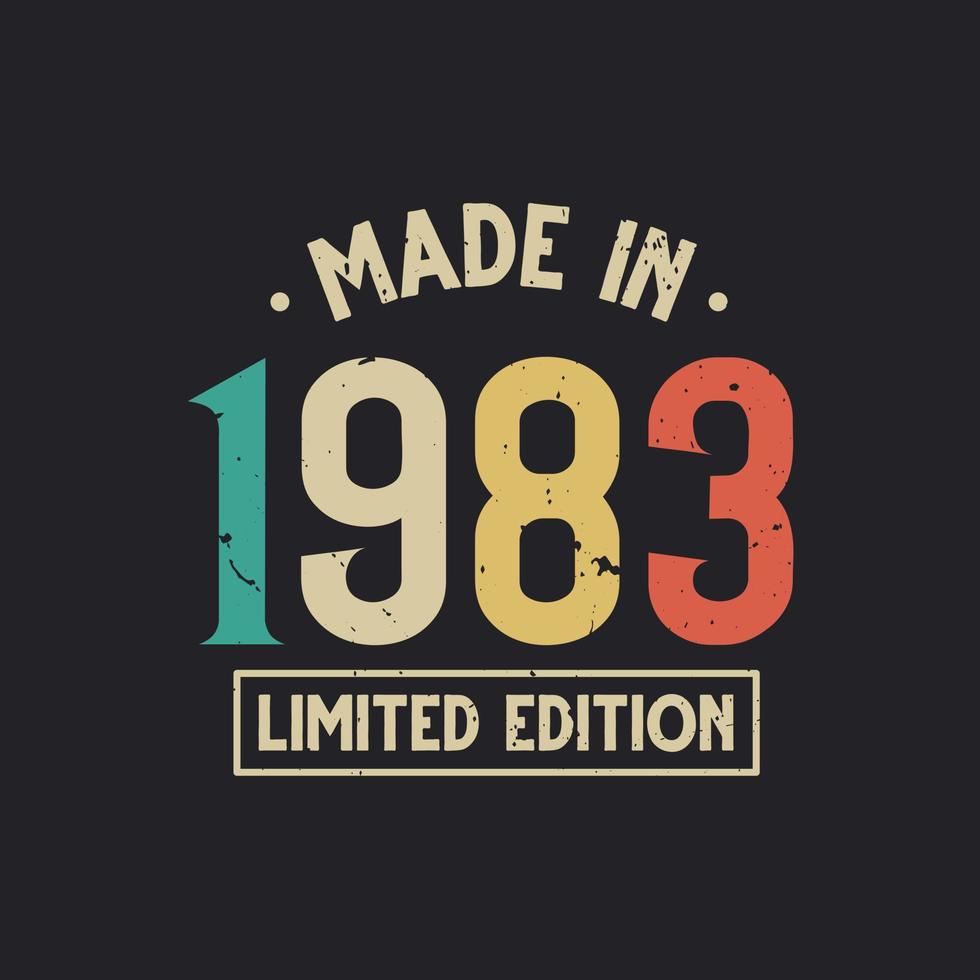 Vintage 1983 birthday, Made in 1983 Limited Edition vector