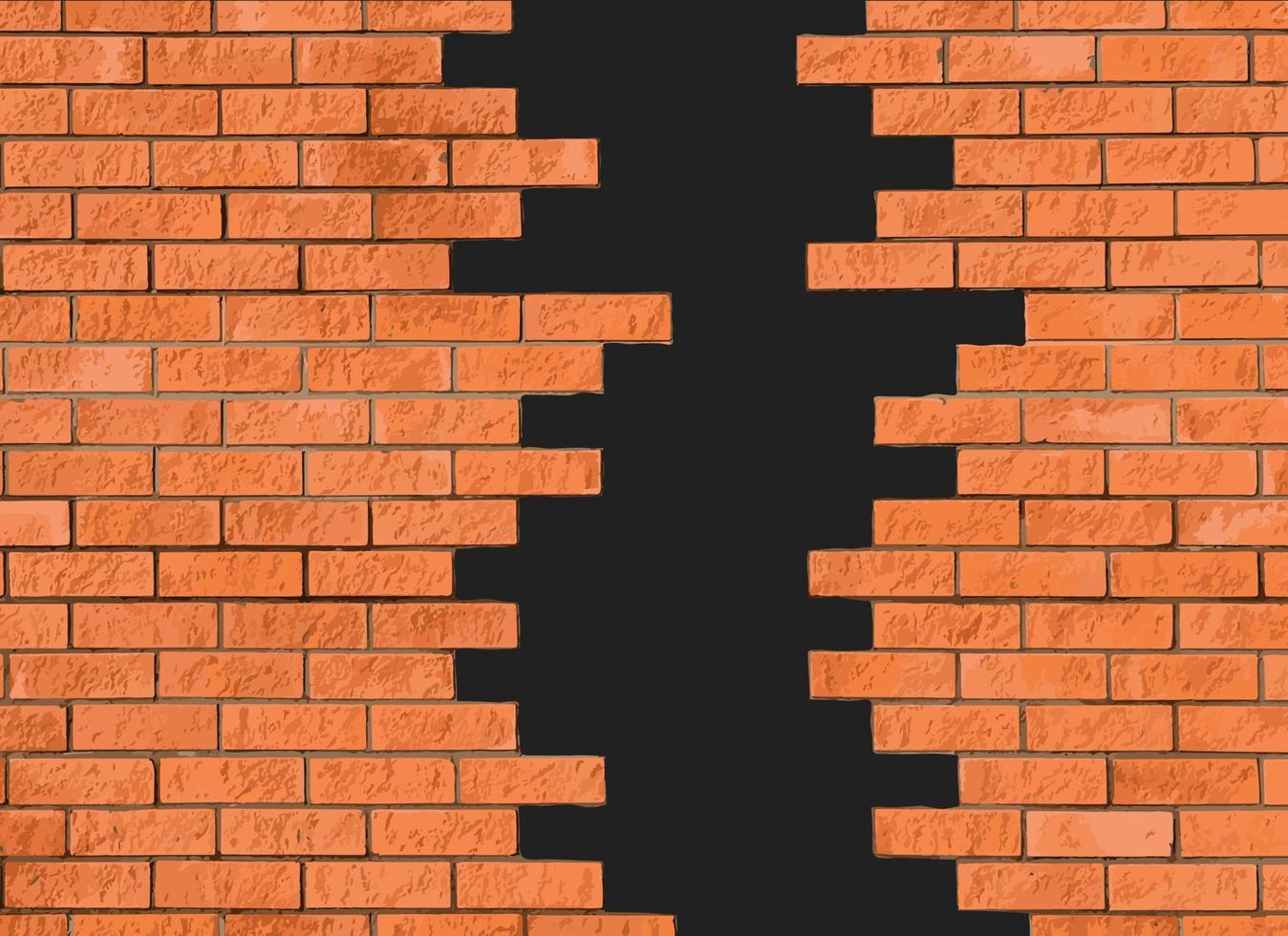 Red brick wall hole, vector illustration.