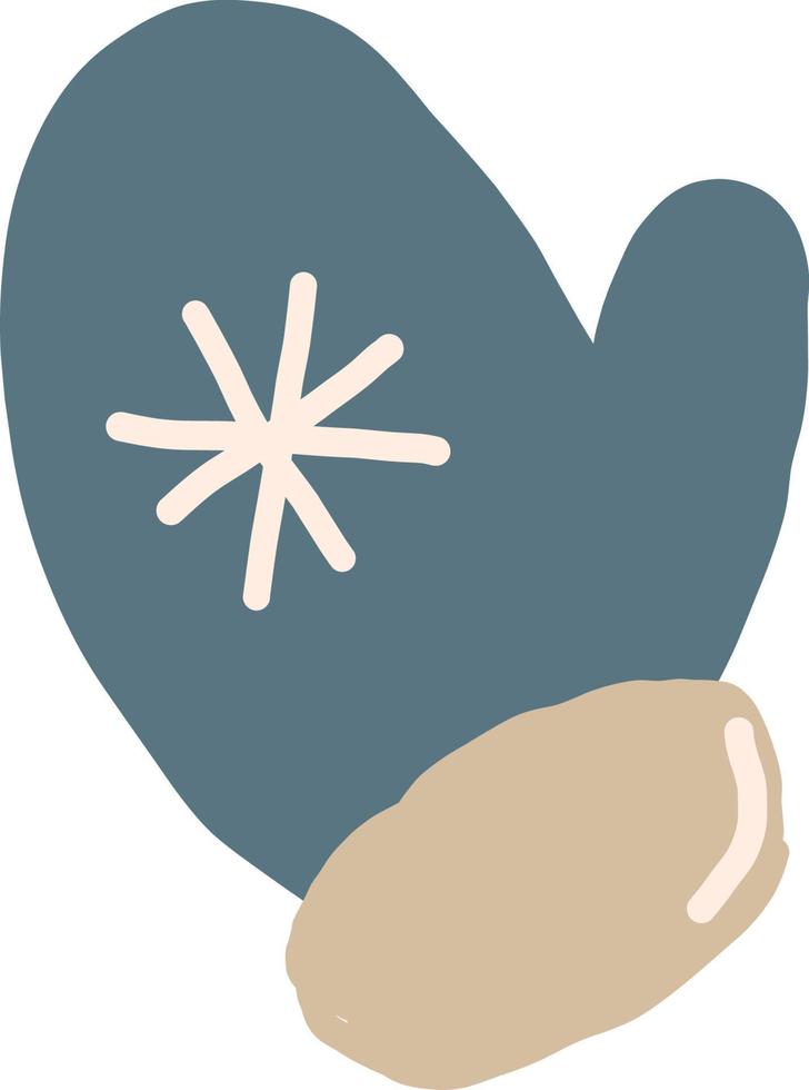 mitten with a snowflake. hand drawn doodle. , cartoon, minimalism. icon, sticker. winter, clothing accessory new year christmas cozy hygge vector