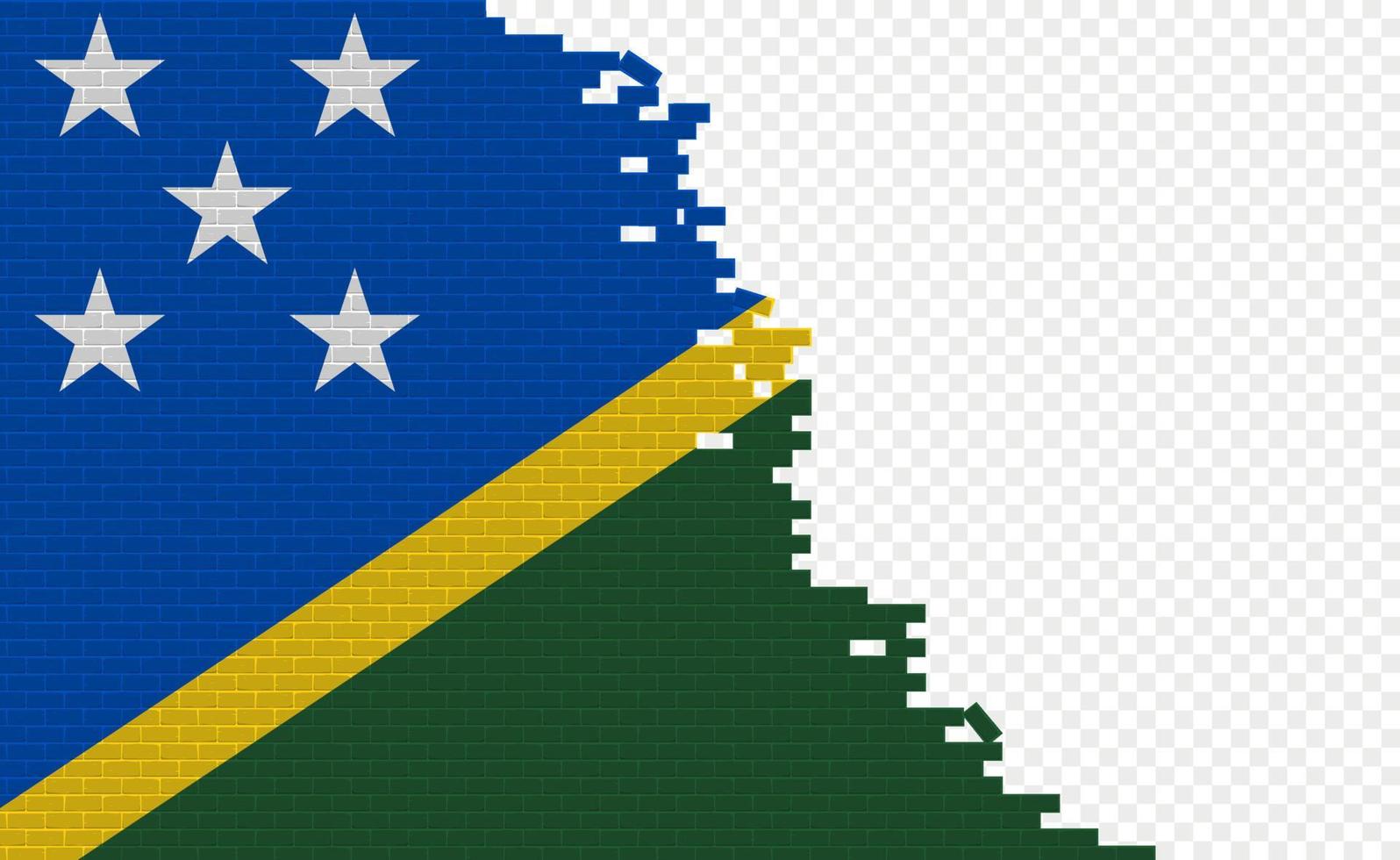Solomon Islands flag on broken brick wall. Empty flag field of another country. Country comparison. Easy editing and vector in groups.