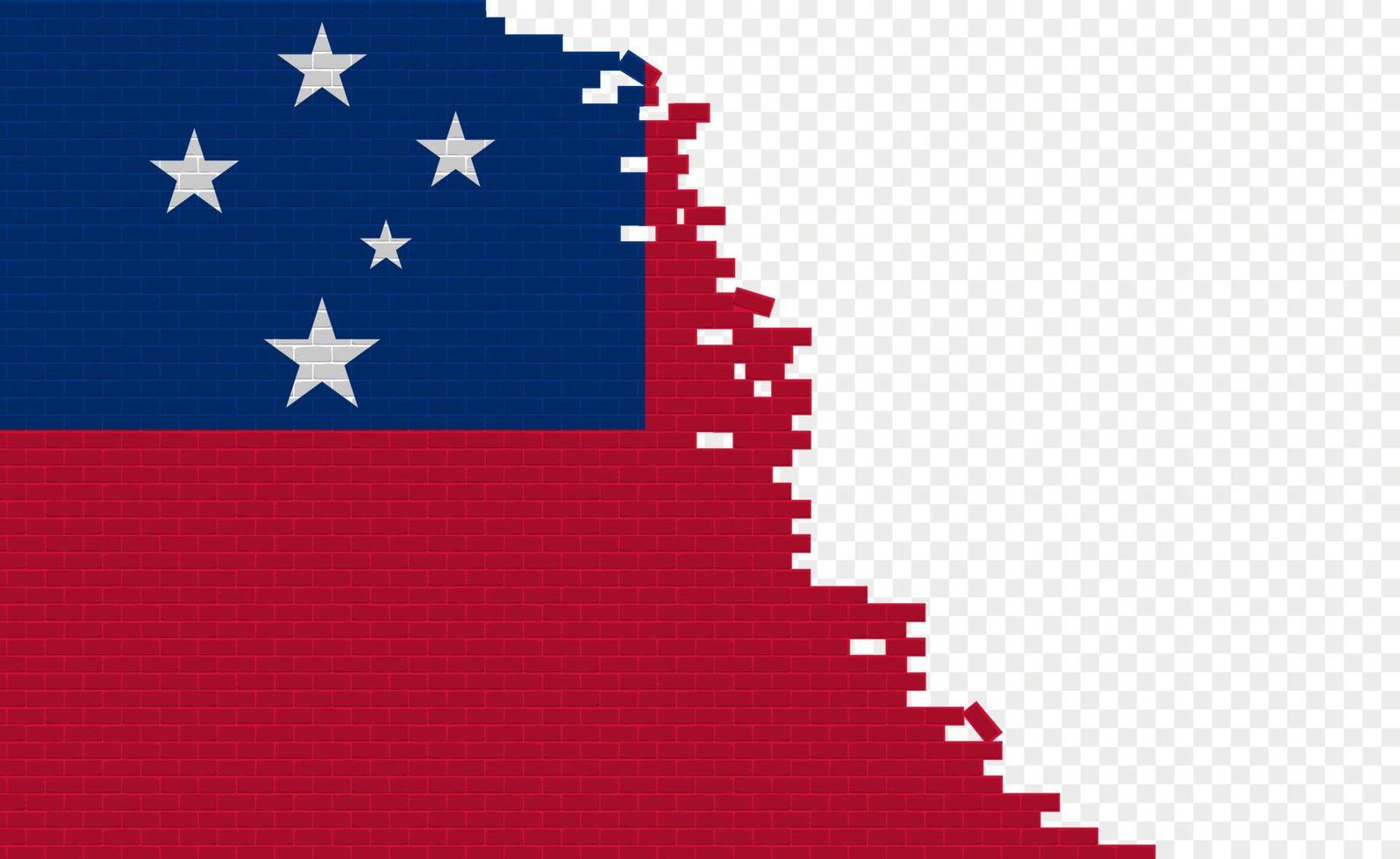 bandera de samoa en la pared de ladrillos rotos. campo de bandera vacío de otro país. comparación de países. fácil edición y vector en grupos.