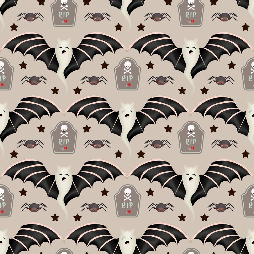 Bats emotions, seamless pattern on dark background, desktop wallpaper, halloween vampires, scary faces. Halloween wrapping paper vector