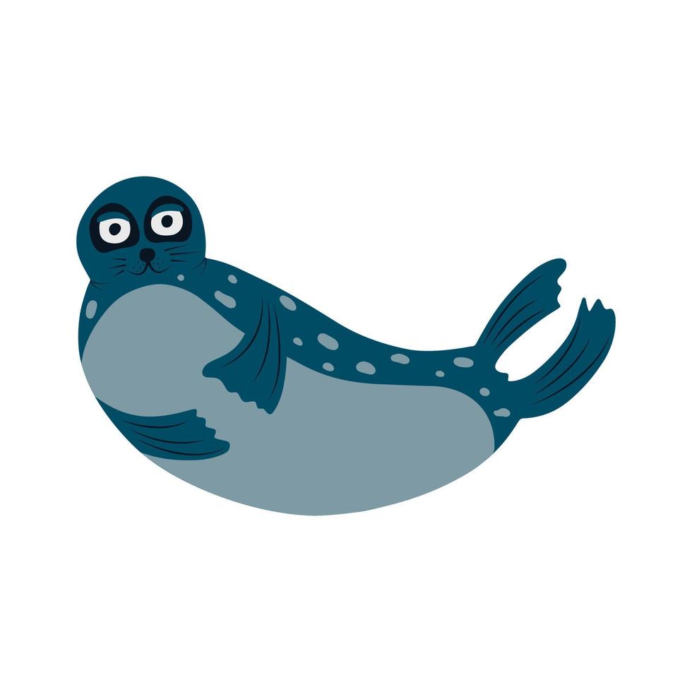 Illustration of cute sea seal on white background. Vector illustration cartoon flat style