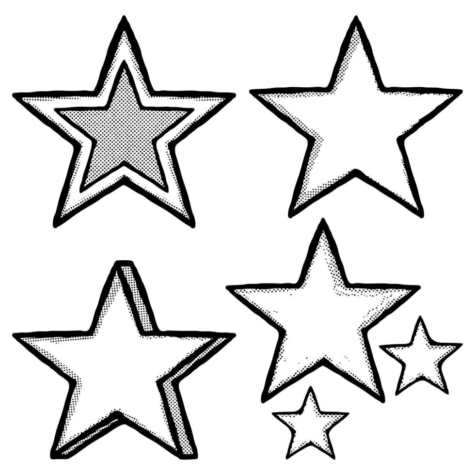 Collection set hand drawn star icon symbol vintage vector