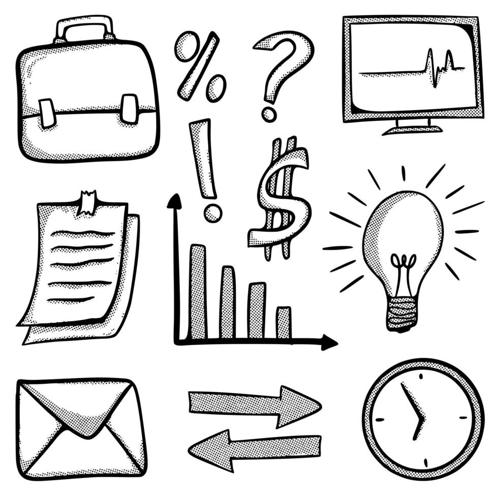 collection set hand drawn business icon illustration vector