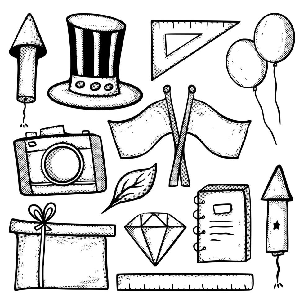 Collection set hand drawn doodle kids vintage style vector