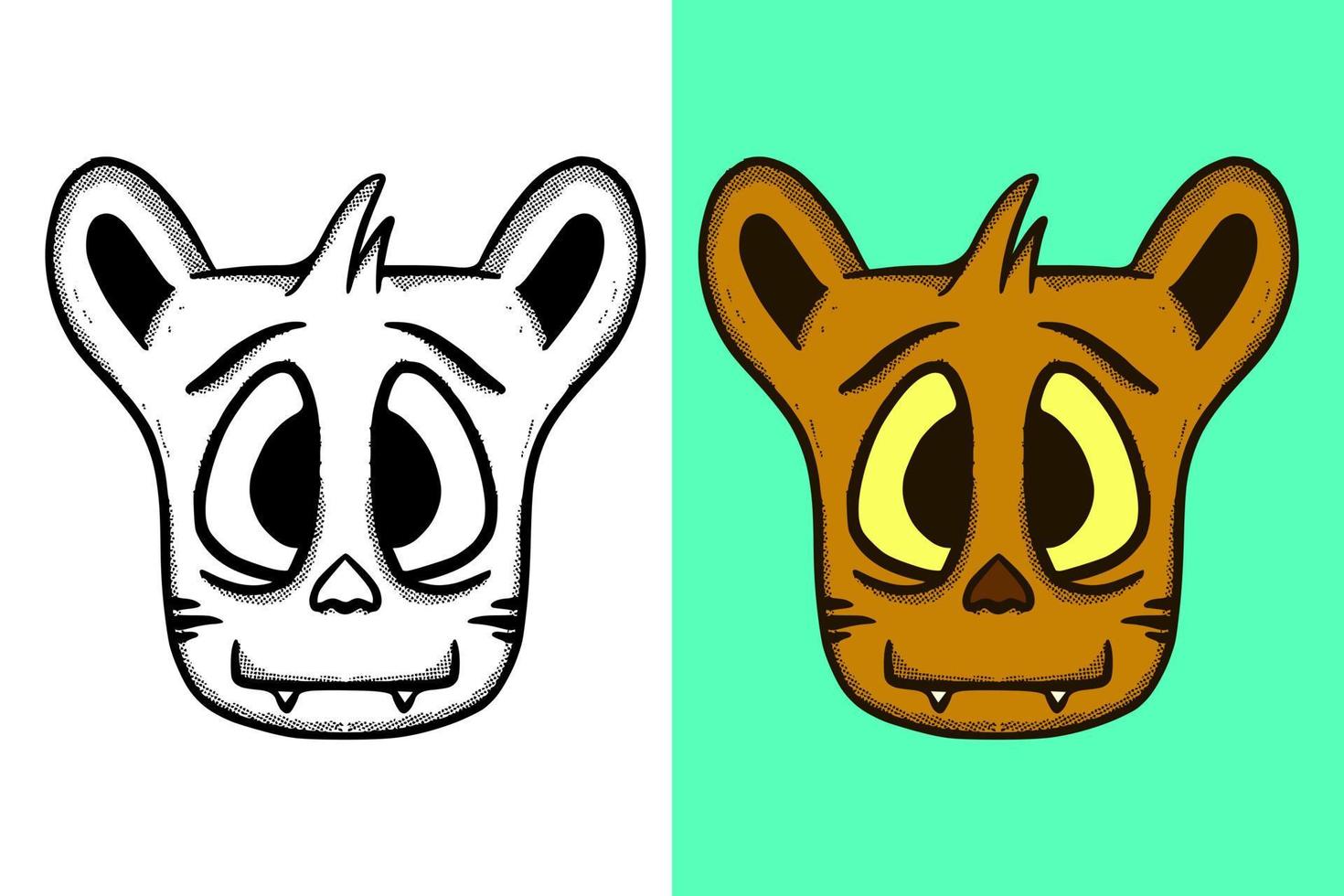 vector de estilo vintage de dibujos animados dibujados a mano lindo cabeza de gato