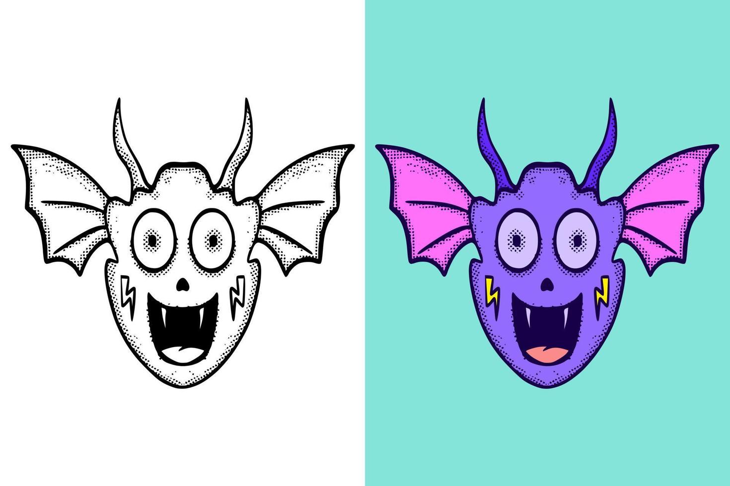 Monster cute hand drawn cartoon vintage style vector