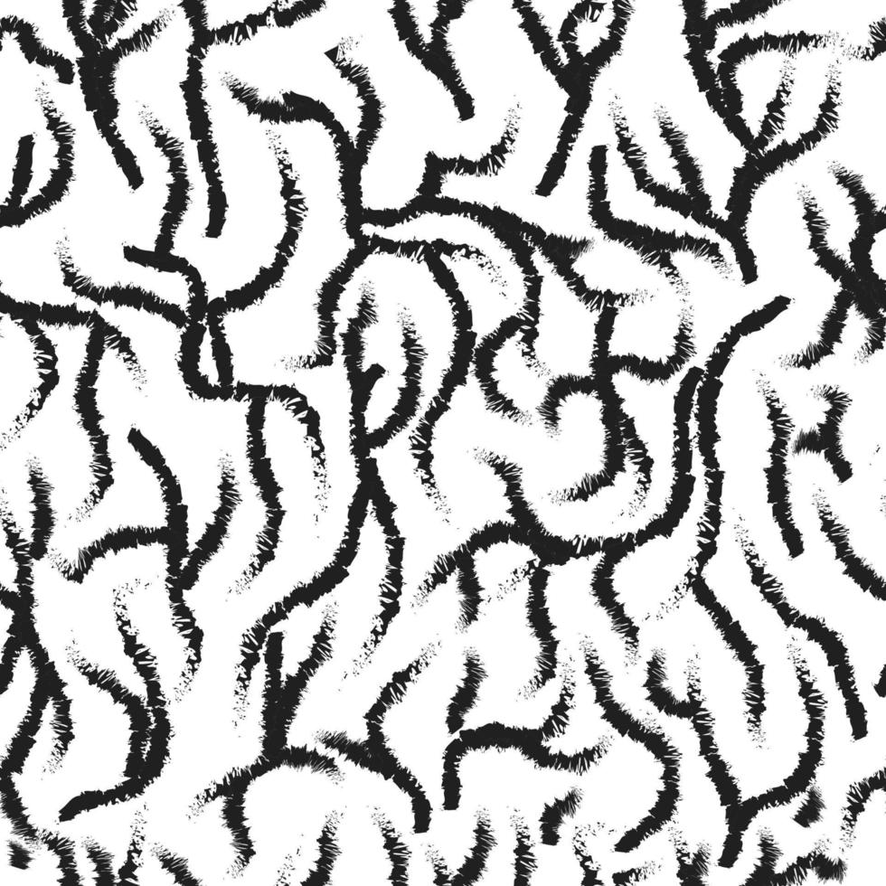 Black and white wavy organic shapes seamless pattern.Seamless black chaotic lines vector design. Hand drawn curved and wavy lines in grunge style.